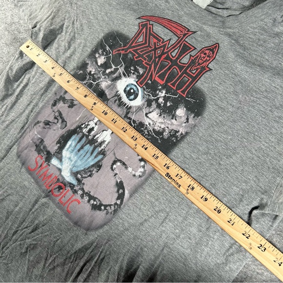 Vintage Death Shirr Men XL Grey 90s Death Metal Band Tour Symbolic 95 Blue Grape - Picture 7 of 10